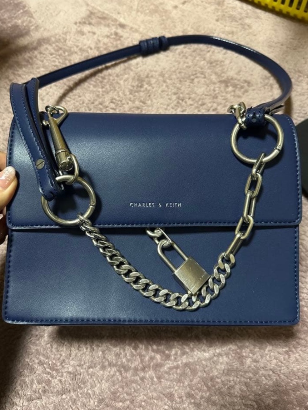 Charles & Keith dark blue chain bag